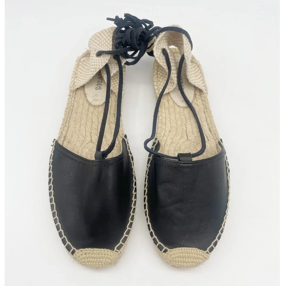 Soludos black leather espadrills.  Size 10 - Picture 6 of 10